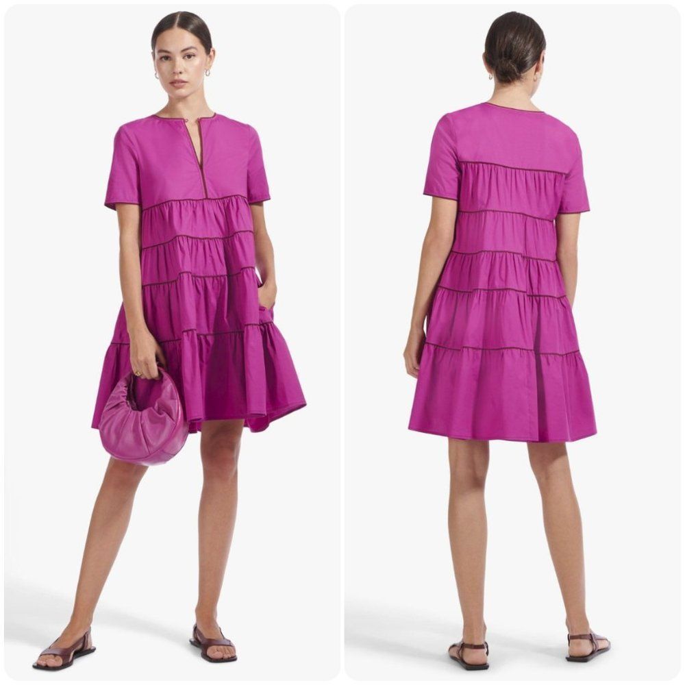 STAUD Mini Cocoon Dress Fuchsia Bordeaux